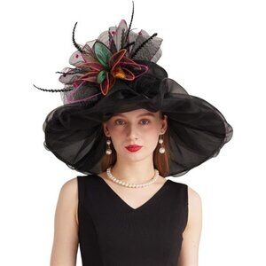 Women's Kentucky Derby Church Dress Hat 05-black